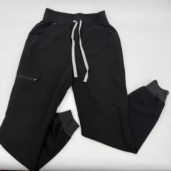 FIGS Scrub Pant Womens Size XS Zamora Knit Waistband Jogger W22SW2012 Black - Picture 1 of 5